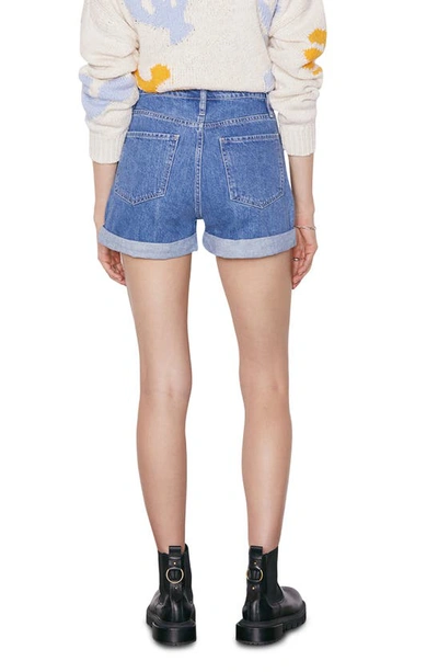 Shop Frame High Waist Roll Cuff Denim Shorts In Sea Level