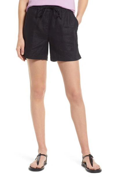 Tommy Bahama Palmbray High Waist Linen Shorts In Black