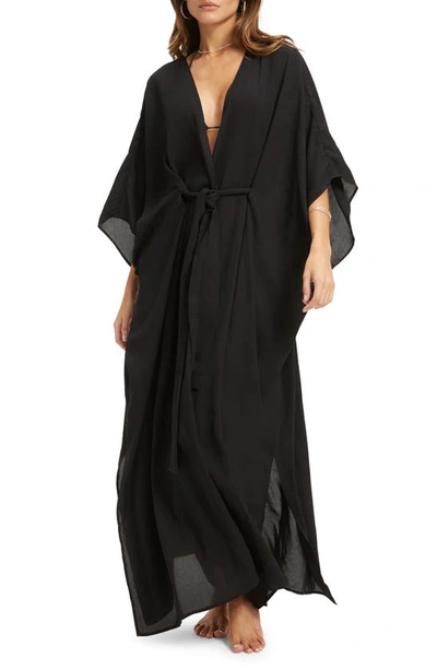 Shop Good American Goddess Cover-up Robe In Black001