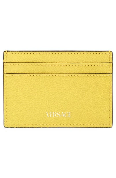 Shop Versace Medusa Leather Card Case In Yellow- Gold