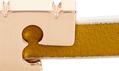 Shop Tory Burch Serif-t Croc-embossed Leather Single Wrap Bracelet In Tory Gold / Palm / Ivory