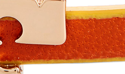 Shop Tory Burch Serif-t Croc-embossed Leather Single Wrap Bracelet In Tory Gold / Chipotle/ Lemon