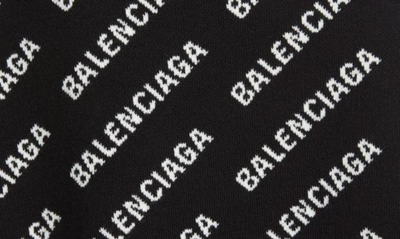 Shop Balenciaga Mini Logo Jacquard Oversize Cardigan In Black/ White