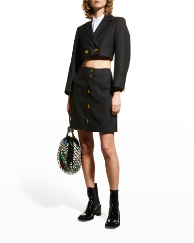 Shop Ganni Recycled Button-front Mini Suit Skirt In Black