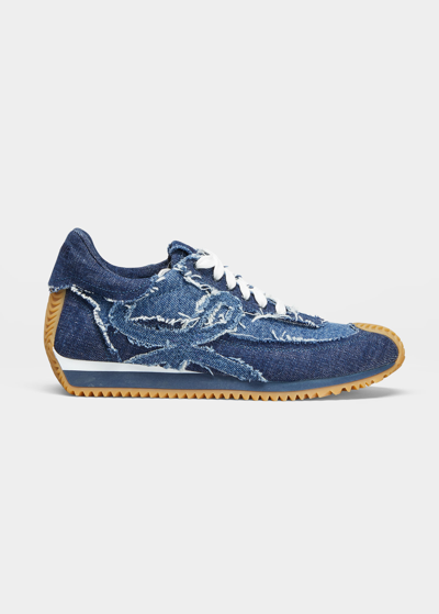 Shop Loewe Flow Denim Retro Runner Sneakers In Denim Blue Dark D