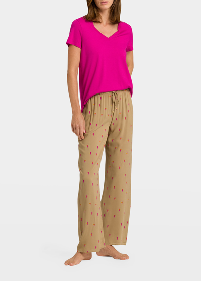Shop Hanro Sleep & Lounge Short-sleeve Shirt In Flamingo