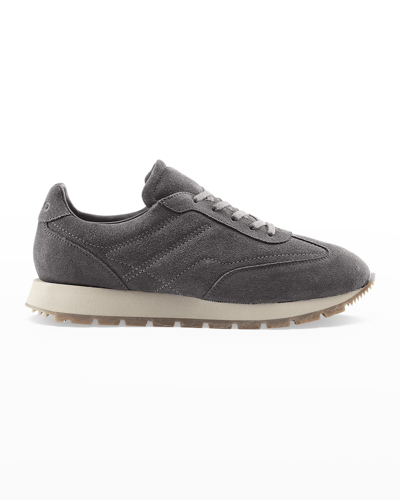 Shop Koio Men's Retro Runner Mix-leather Low-top Sneakers In Java