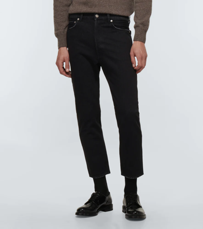 Shop Golden Goose Happy High-rise Slim-fit Jeans In Black