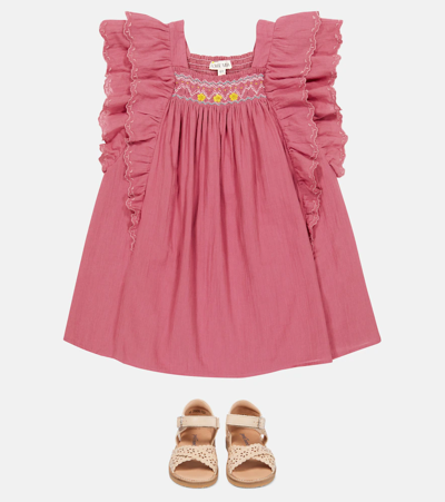 Shop Louise Misha Martine Ruffle-trimmed Cotton Dress In Raspberry