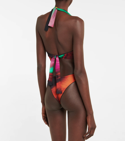 Shop Louisa Ballou Printed Asymmetric Swimsuit In Odyssey
