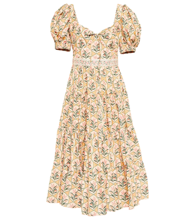 Shop Agua By Agua Bendita Palmera Chan Chan Miel Floral Cotton Dress