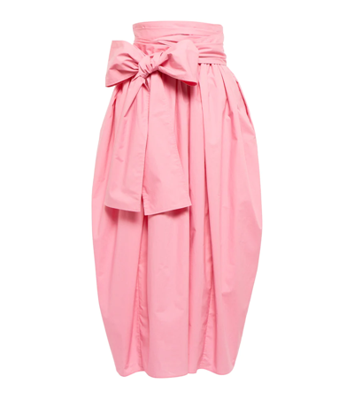 Shop Cecilie Bahnsen Junita Cotton Poplin Midi Skirt In Sorbet Pink