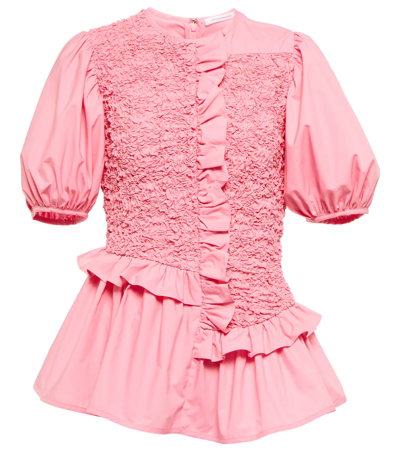 Shop Cecilie Bahnsen Carrie Ruffle-trimmed Poplin Top In Sorbet Pink