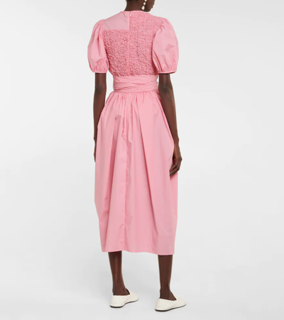 Shop Cecilie Bahnsen Junita Cotton Poplin Midi Skirt In Sorbet Pink
