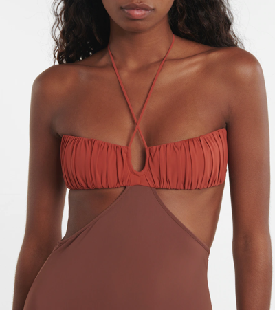 Shop Nensi Dojaka Cutout Minidress In Brown Orange