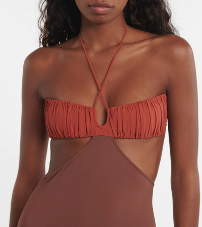 Nensi Dojaka Cutout Minidress In Brown Orange