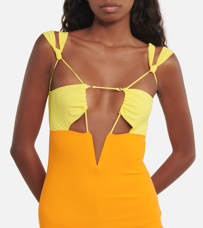 Nensi Dojaka Cutout Minidress In Orange Yellow