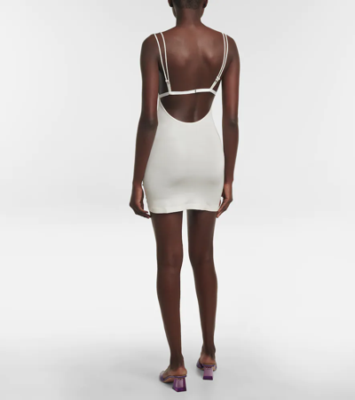 Shop Nensi Dojaka Cutout Ruched Minidress In Glossy White