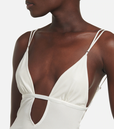 Shop Nensi Dojaka Cutout Ruched Minidress In Glossy White