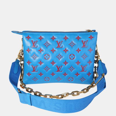 Louis Vuitton Coussin PM Monogram Embossed Blue/Red in Lambskin with  Silver-tone - US