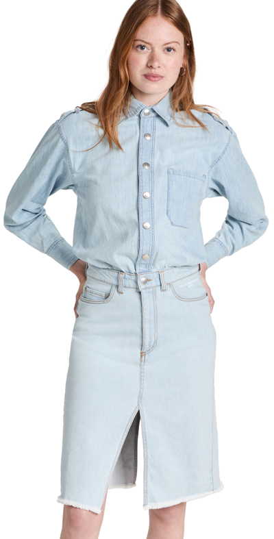 Shop Stella Mccartney Denim Shirt Dress In Pale Blue