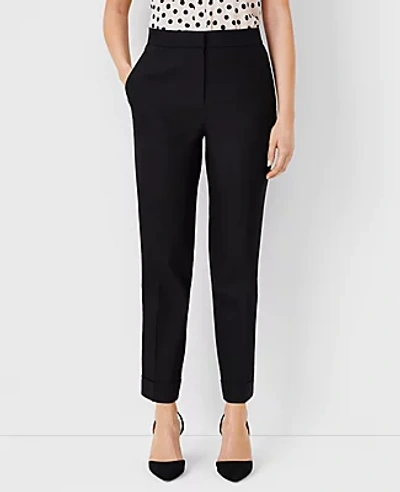 Shop Ann Taylor The High Waist Ankle Pant In Linen Blend - Curvy Fit In Black