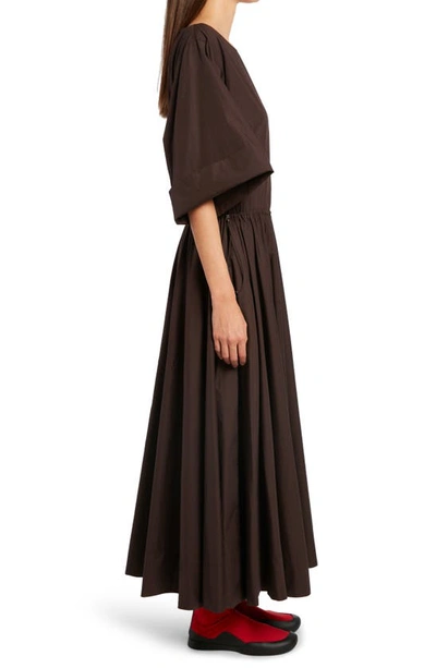 Shop The Row Kion Cotton Maxi Dress In Dark Brown