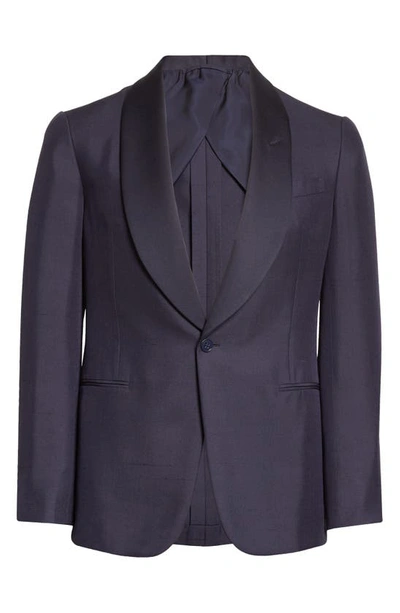 Shop Ralph Lauren Purple Label Kent Shawl Collar Silk Shantung Blazer In Navy
