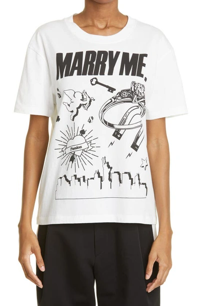 Shop Vaquera Unisex Marry Me Cotton Logo Graphic T-shirt In Blanc De Blanc