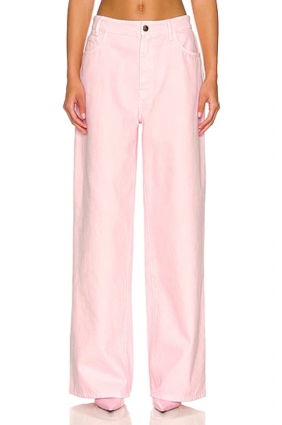 Shop Raf Simons Wide Fit Denim Pants In Light Pink