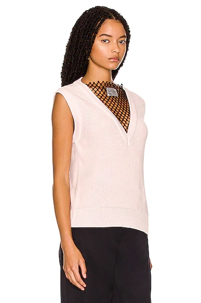 Fishnet-panel Cotton Sweater Vest In Pink