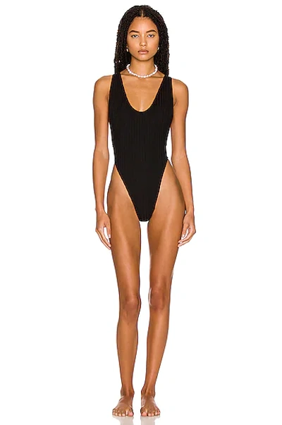 Shop Matthew Bruch Savannah Swimsuit In Black Rib