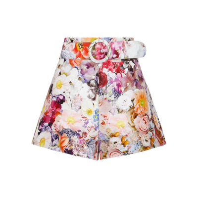 Shop Zimmermann Prima High Waist Shorts In Multicolour