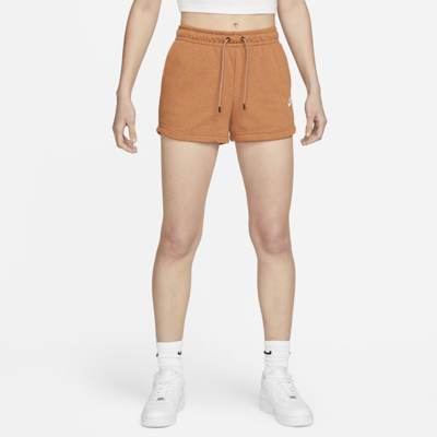 Shop Nike Sportswear Essential Women's French Terry Shorts In Mineral Clay,heather,white