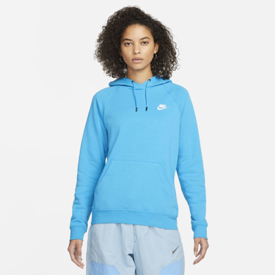 Shop Nike Women's  Sportswear Essential Fleece Pullover Hoodie In Blue
