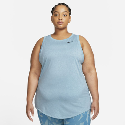 Shop Nike Women's Dri-fit Swoosh Training Tank Top (plus Size) In Blue