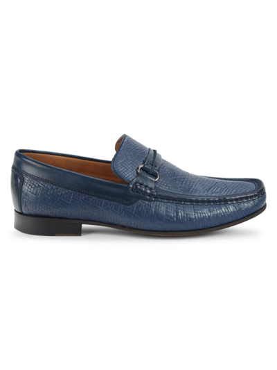 Shop Donald J Pliner Men's Donnie Leather Loafers In Denim