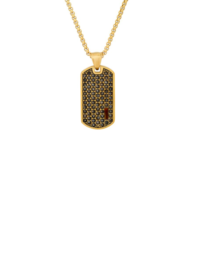 Shop Anthony Jacobs Men's Stainless Steel & Simulated Diamond Pendant Necklace In Gold