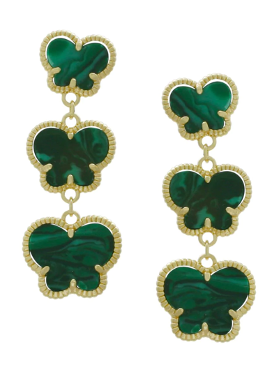 Shop Jan-kou Women's 14k Goldplated & Faux Emerald Drop Earrings