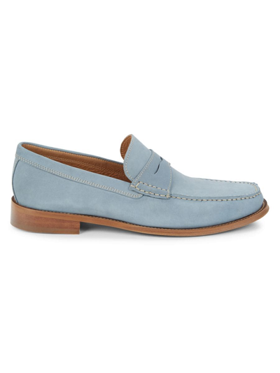 Shop Donald J Pliner Men's Nubuck Leather Penny Loafers In Blue