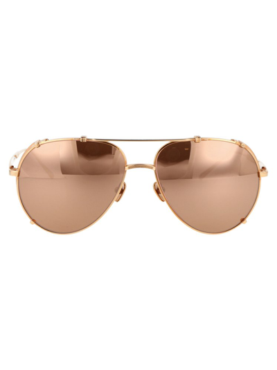 Shop Linda Farrow Newman Aviator Sunglasses In Gold