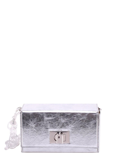 Shop Furla Bloom Mini Shoulder Bag In Silver