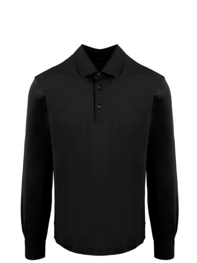 Shop Herno Buttoned Long Sleeve Polo Shirt In Black