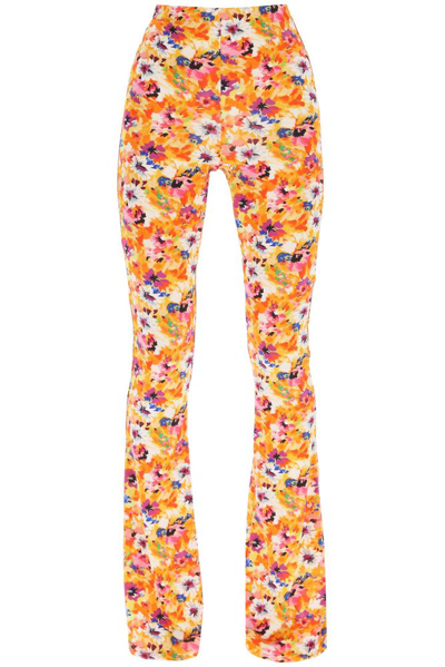Shop Msgm Floral Printed Flared Trousers In Multi