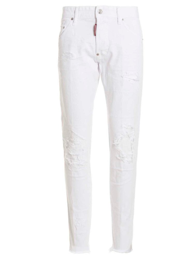 Shop Dsquared2 Straight Leg Denim Jeans In White