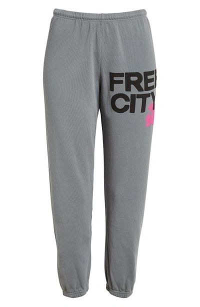 Shop Freecity Large Logo Sweatpants In Gray Art