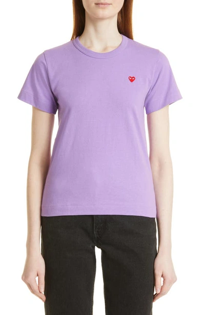 Shop Comme Des Garçons Play Small Heart Cotton T-shirt In Purple