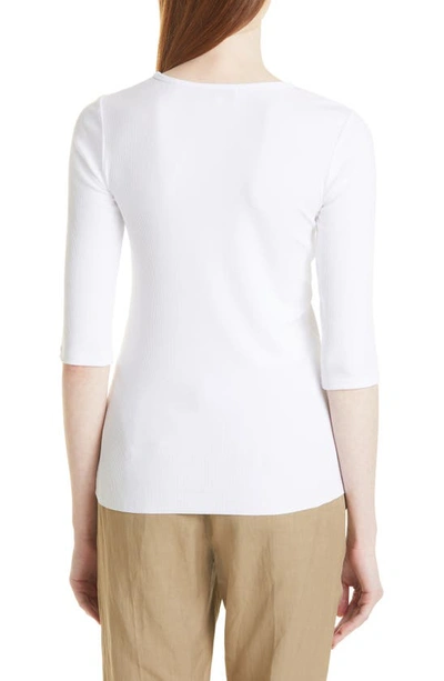 Shop Vince Elbow Sleeve Rib Top In Optic White