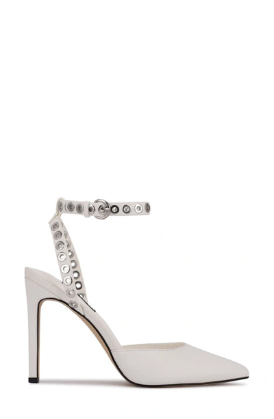 Shop Nine West Timia Ankle Strap Pointed Toe Pump In White Leather