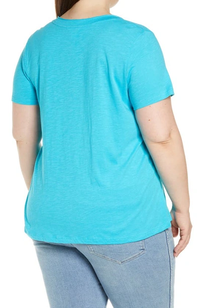 Shop Caslon Short Sleeve V-neck T-shirt In Teal Scuba